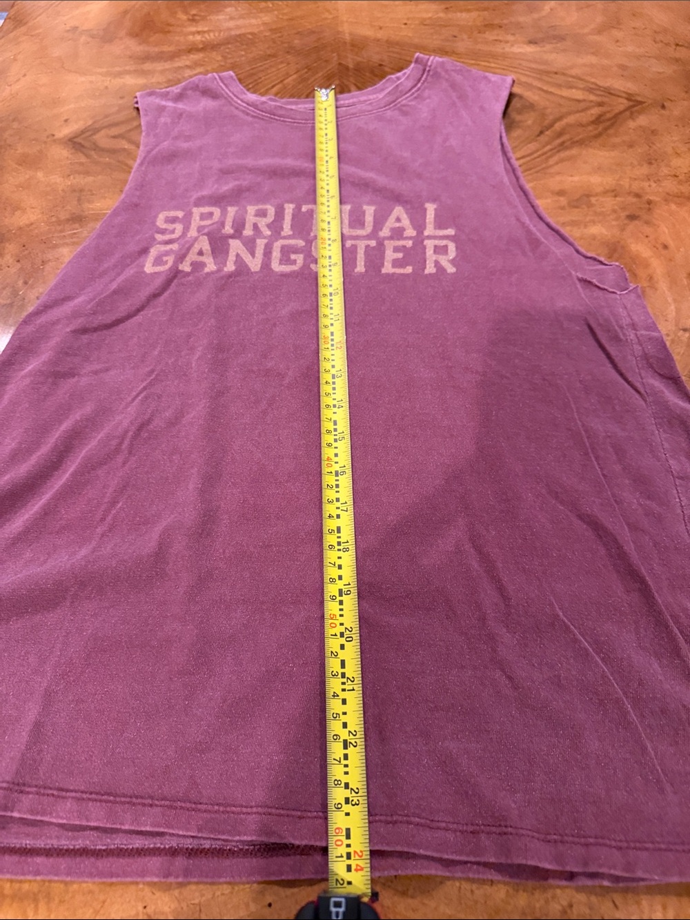 Spiritual Gangster woman Sleeveless Logo Tank - Burgundy with Tan Print - Picture 8 of 9